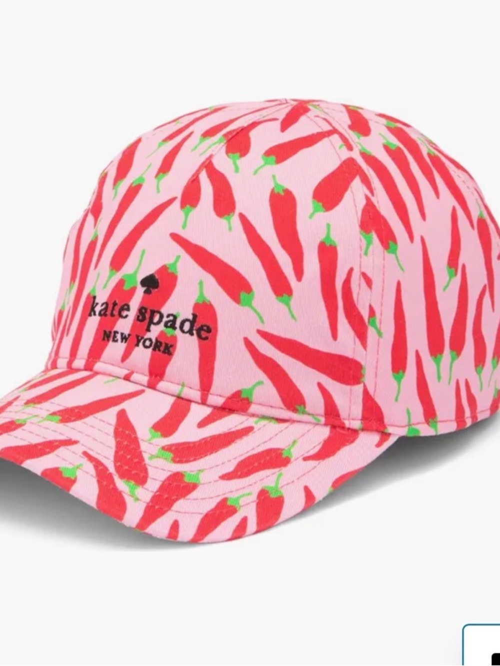 kate spade pink chili pepper print cap